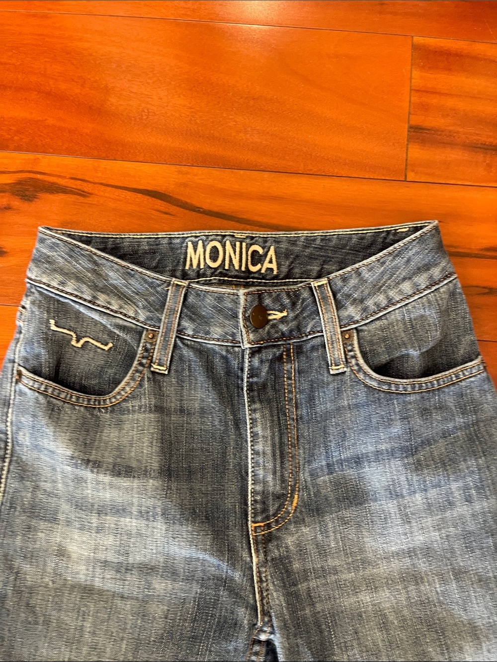 Kimes Ranch Monica Straight-Leg Dark Blue Denim Jeans with Raw Hem XXS - Picture 2 of 4